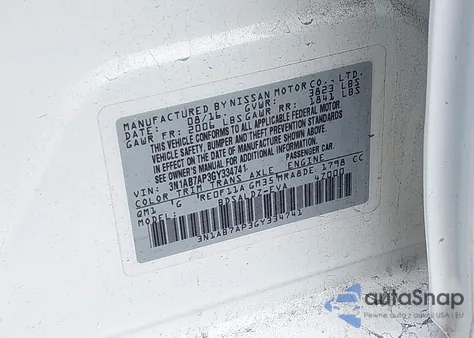 2016 Nissan Sentra Sv z USA, uszkodzony, nr VIN 3N1AB7AP3GY334741